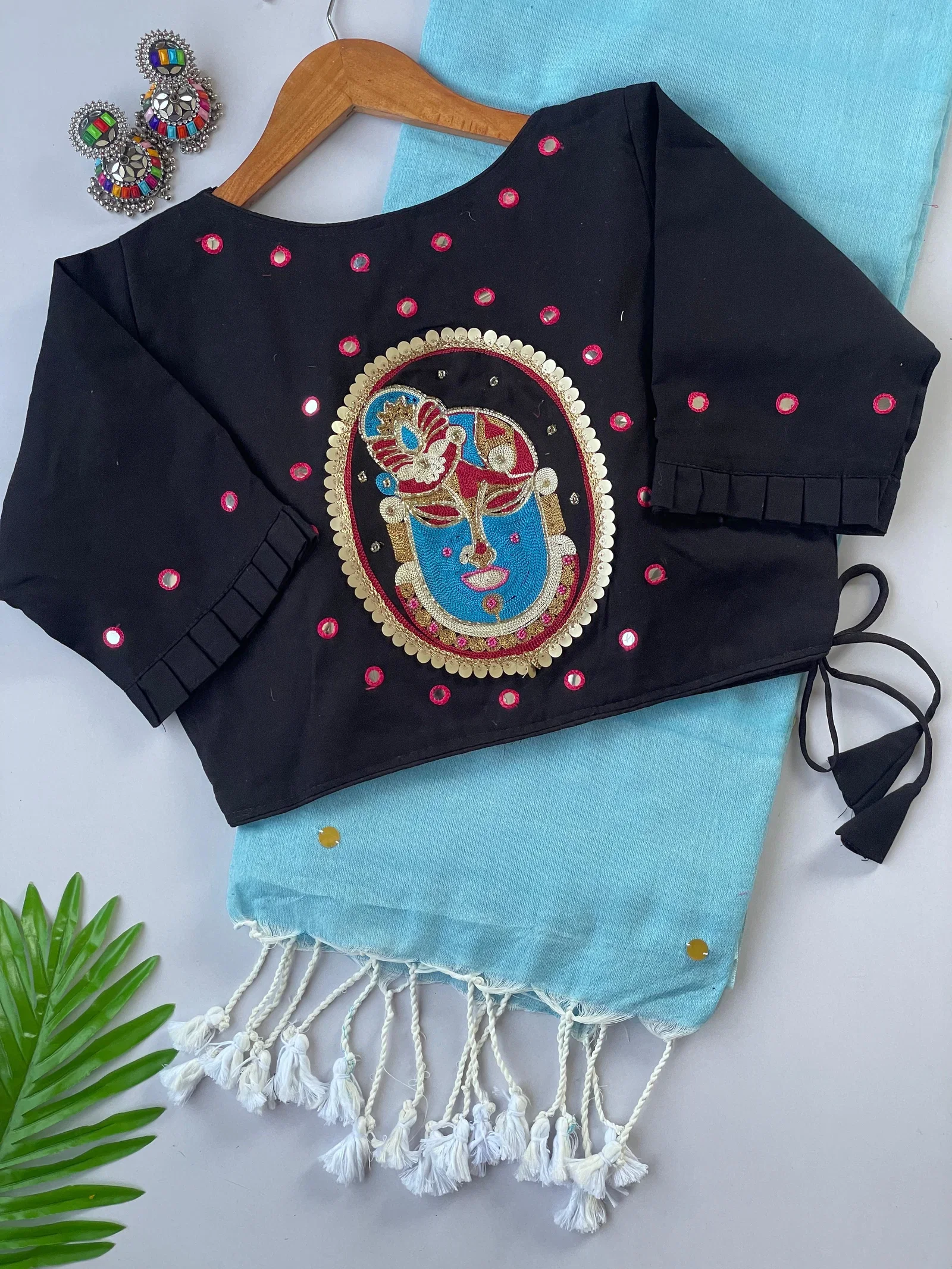 Khadi Black Love Cotton Saree With Embroidered Blouse Collection Wholesale