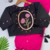 Latest Khadi Black Love Cotton Saree With Embroidered Blouse Collection Wholesale 2026