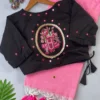 Latest Khadi Black Love Cotton Saree With Embroidered Blouse Collection Wholesale 2026