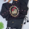 Latest Khadi Black Love Cotton Saree With Embroidered Blouse Collection Wholesale 2026