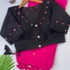 Latest Khadi Black Love Cotton Saree With Embroidered Blouse Collection Wholesale 2026