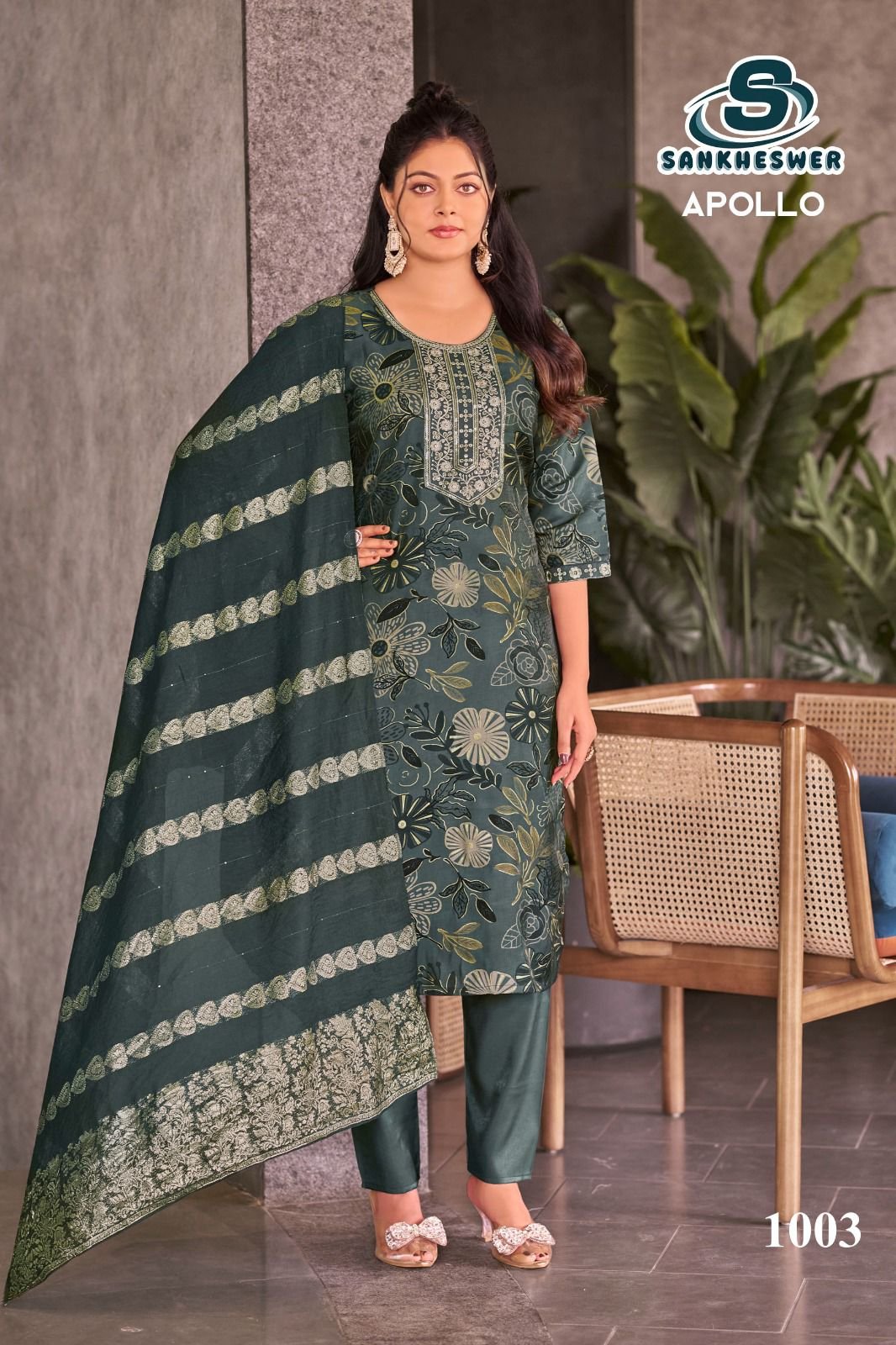 Latest Sankheswer Apollo Vol 1 Roman Glass Printed Kurti With Bottom Dupatta Wholesale 2026