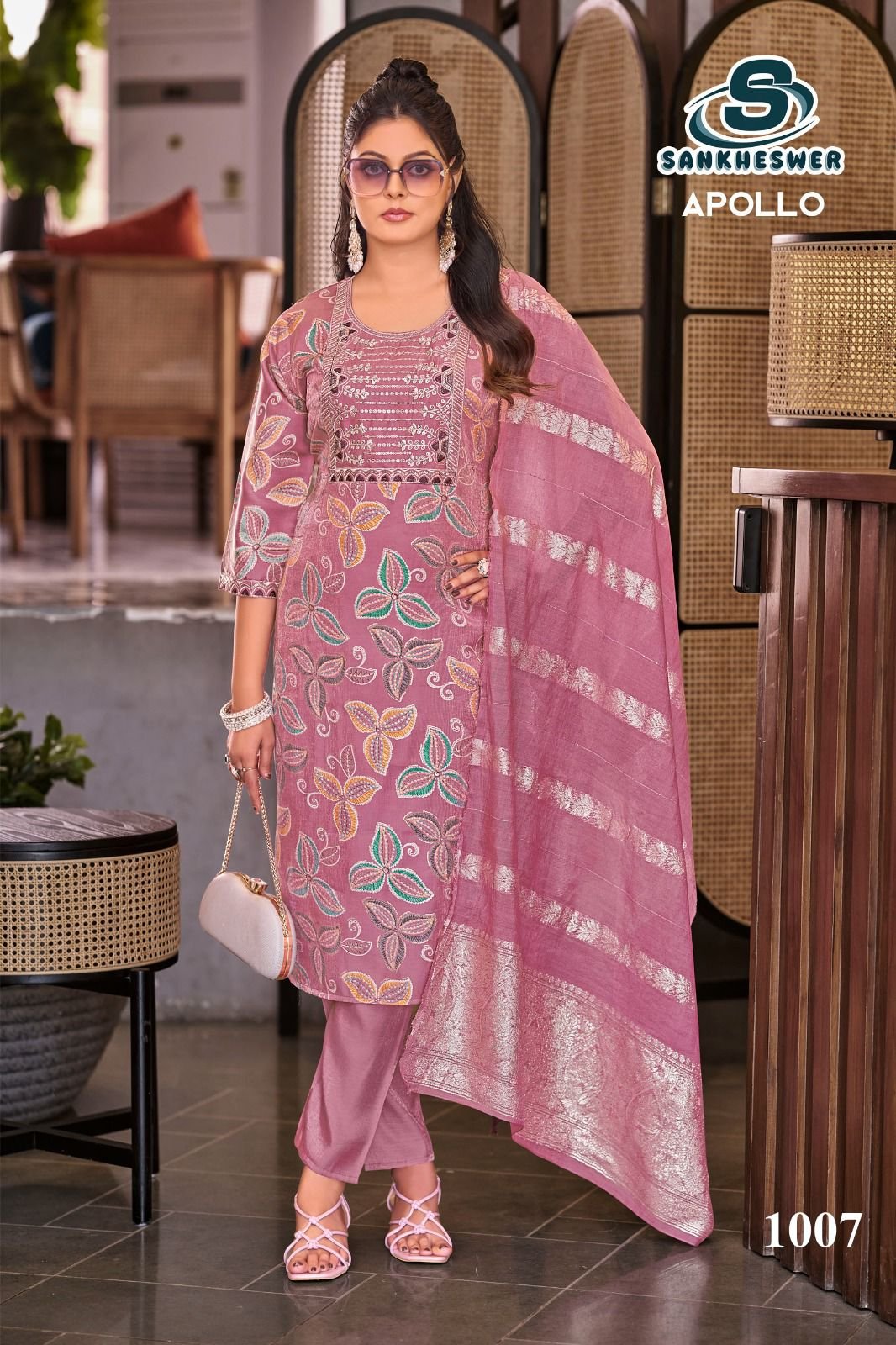 Latest Sankheswer Apollo Vol 1 Roman Glass Printed Kurti With Bottom Dupatta Wholesale 2026