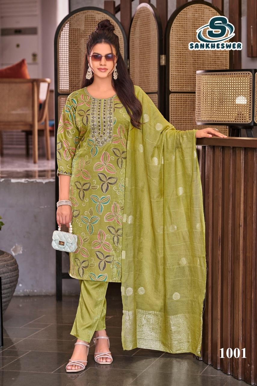 Latest Sankheswer Apollo Vol 1 Roman Glass Printed Kurti With Bottom Dupatta Wholesale 2026