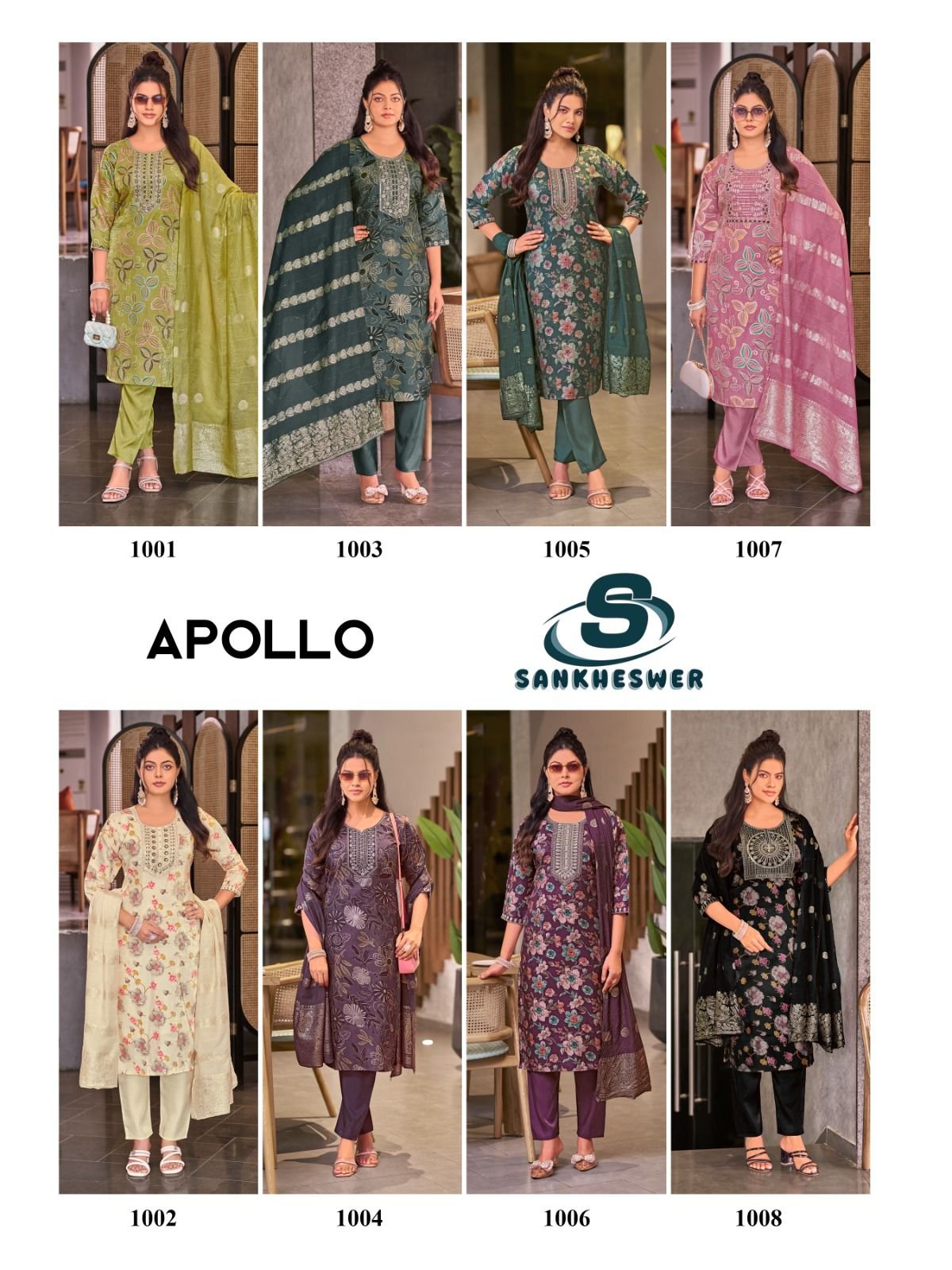 Latest Sankheswer Apollo Vol 1 Roman Glass Printed Kurti With Bottom Dupatta Wholesale 2026