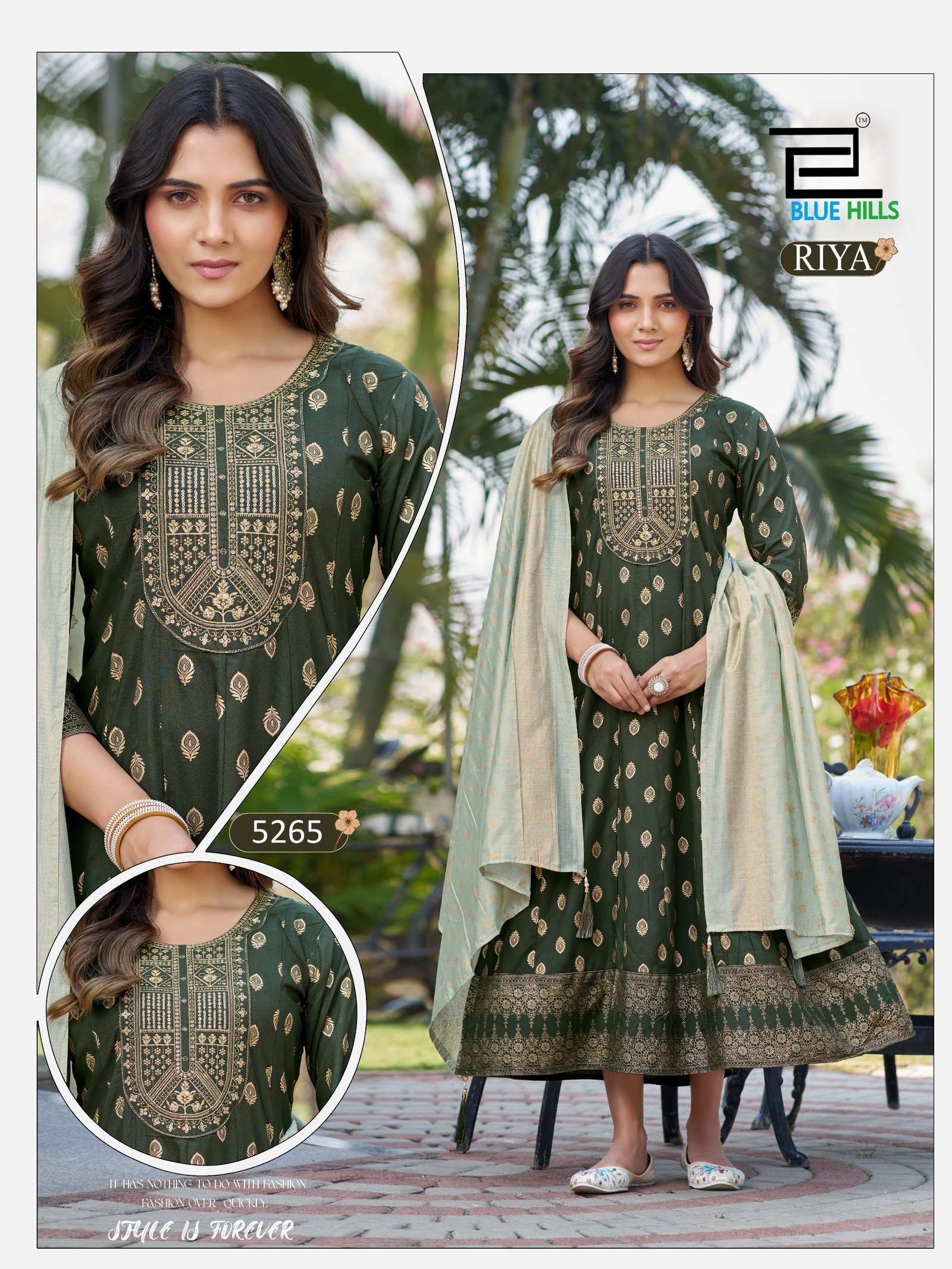 Beautiful Blue Hills Riya Plus Size Rayon Foil Printed Anarkali Kurti With Dupatta Wholesale 2026