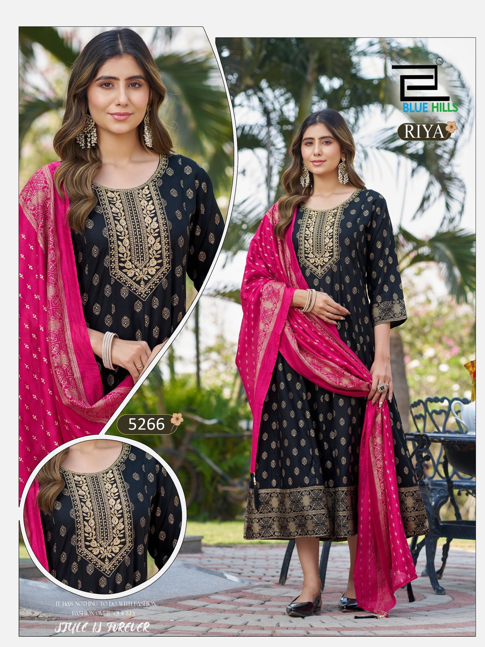 Beautiful Blue Hills Riya Plus Size Rayon Foil Printed Anarkali Kurti With Dupatta Wholesale 2026