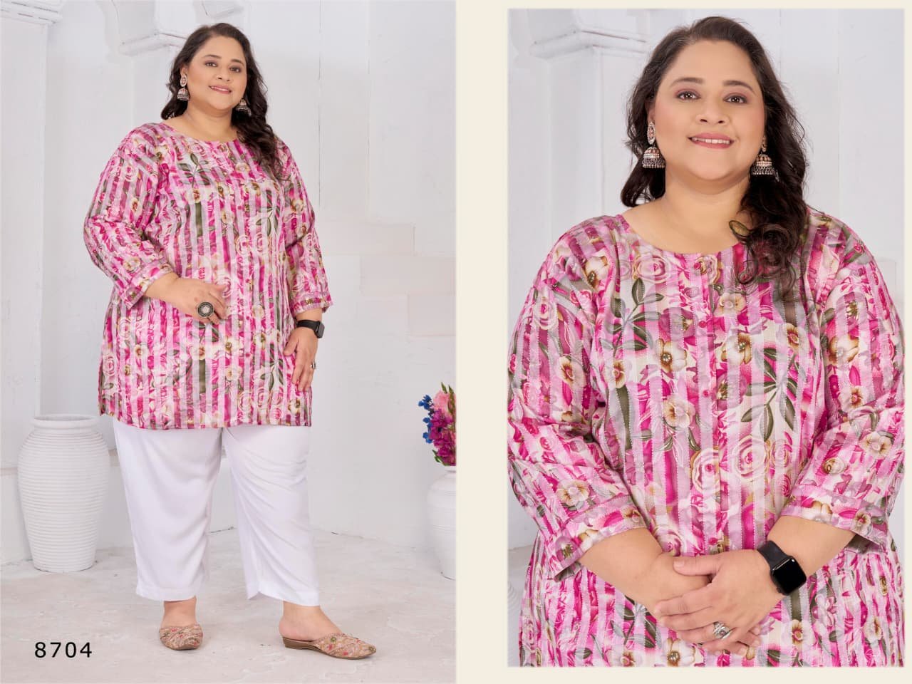 Beautiful Moksh Big Size Subh D No 8704 Rayon Slub Short Top Collection Wholesale 2026