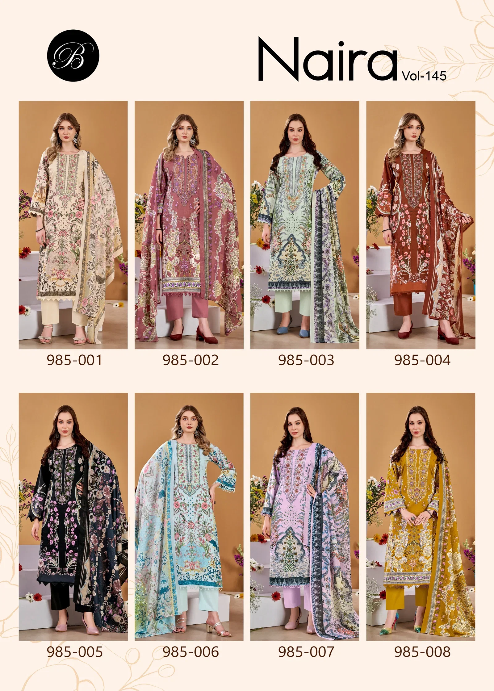 Belliza Naira Vol 145 Cotton Print With Embroidered Dress Material Wholesale