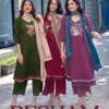 Mittoo Resham Dhabu Cotton Thread Embroidered Kurti With Bottom Dupatta Wholesale