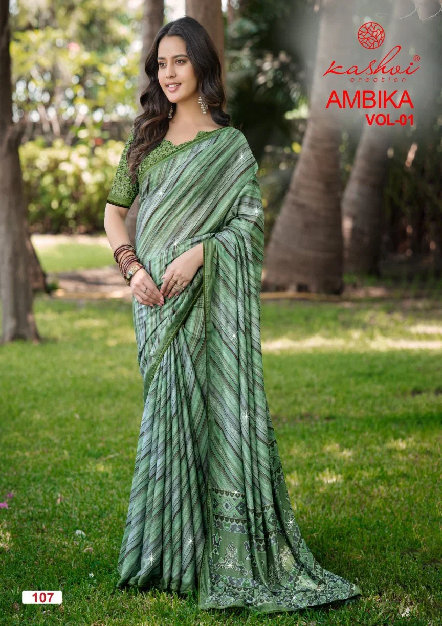 Kashvi Ambika Vol 1 Chocolate Digital Printed Saree Wholesale