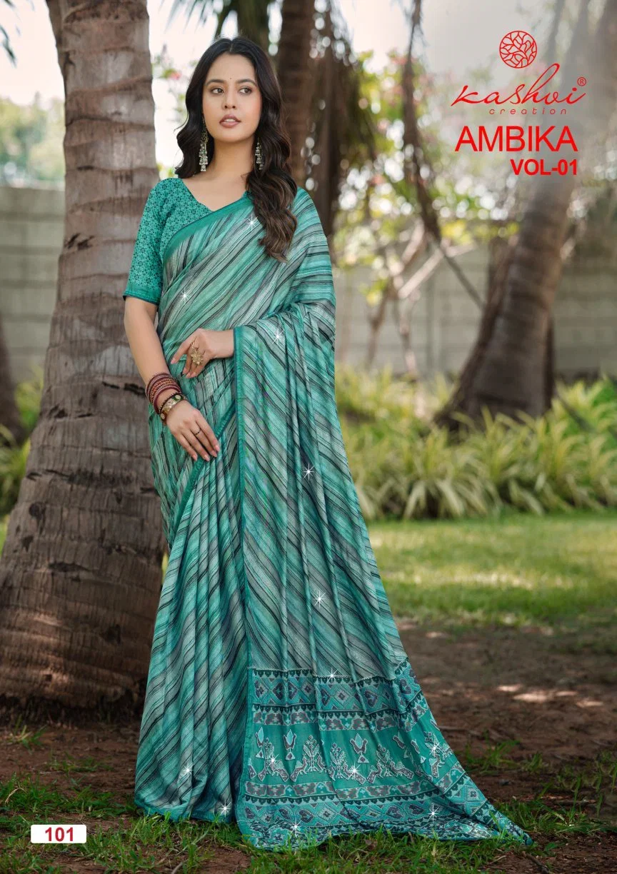 Kashvi Ambika Vol 1 Chocolate Digital Printed Saree Wholesale