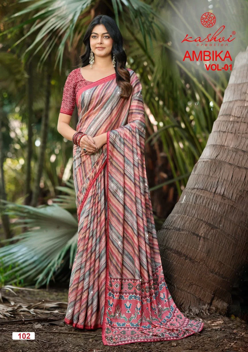 Kashvi Ambika Vol 1 Chocolate Digital Printed Saree Wholesale