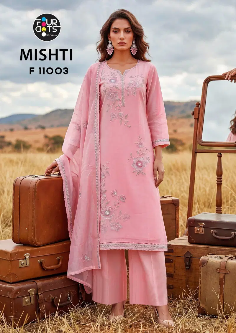 Buy Four Dots Mishti Mal Chanderi Cotton Handworked Dress Material Wholesale 2026
