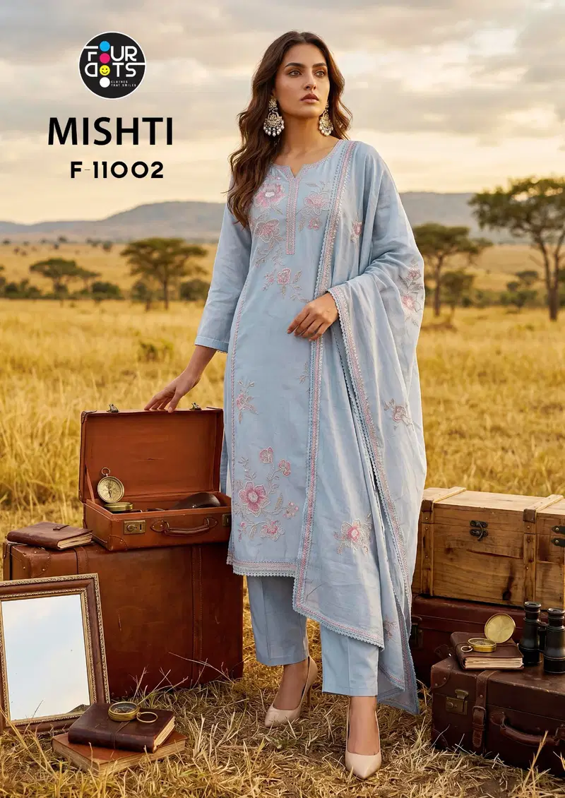 Buy Four Dots Mishti Mal Chanderi Cotton Handworked Dress Material Wholesale 2026