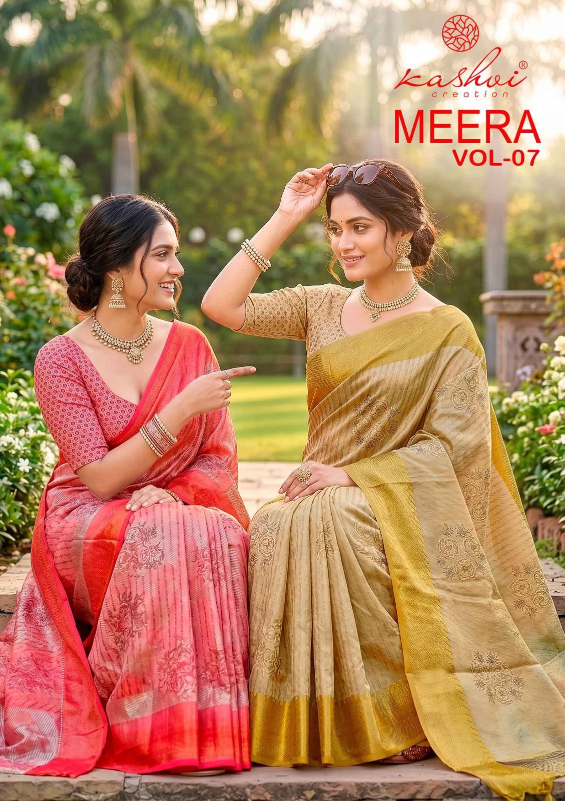 Kashvi Meera Vol 7 Brasso Doby Border Zari Printed Saree Collection Wholesale