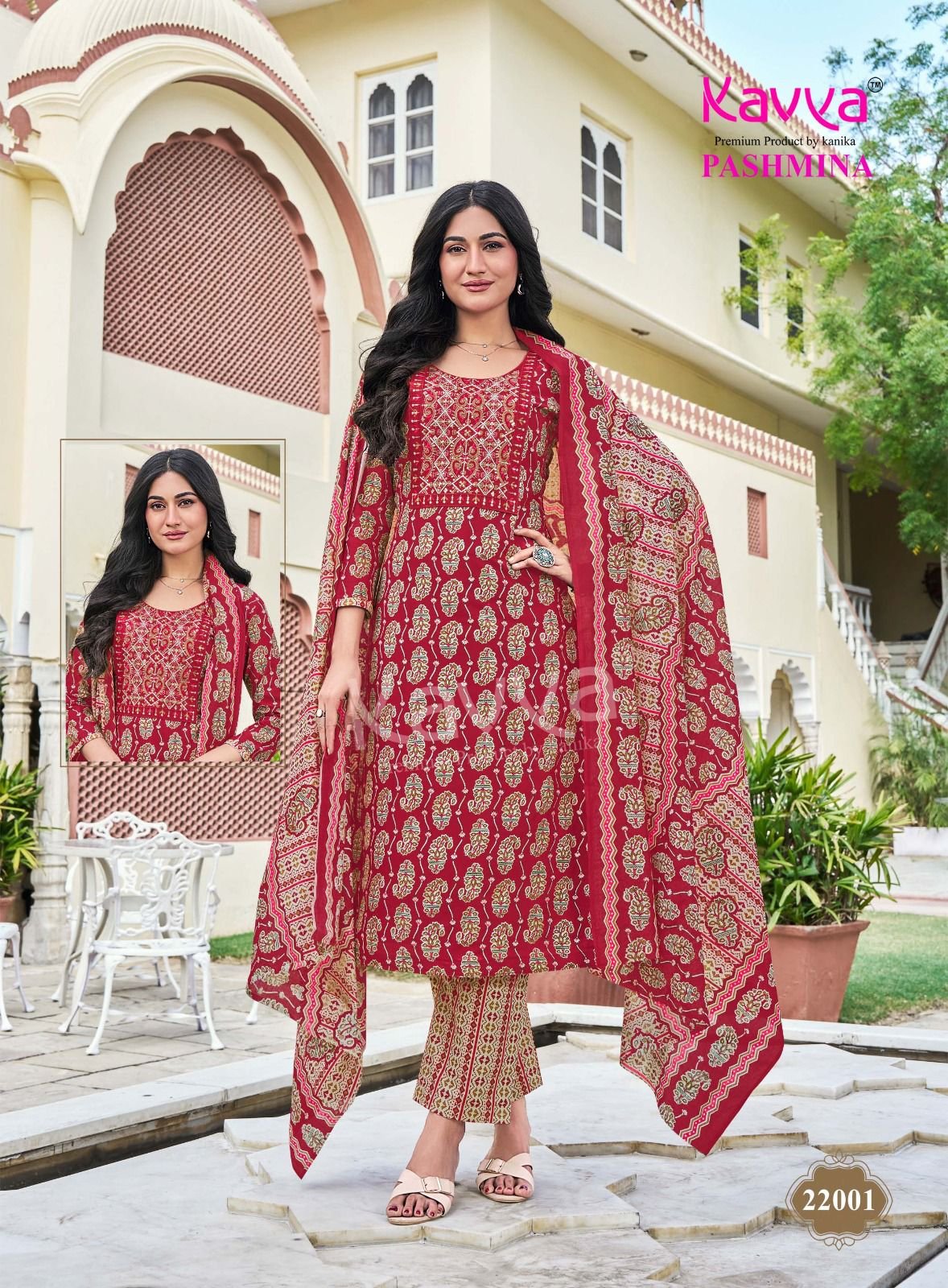 Latest Kavya Pashmina Vol 22 Malasiyan Cotton Embroidered Kurti With Bottom Dupatta Wholesale 2026