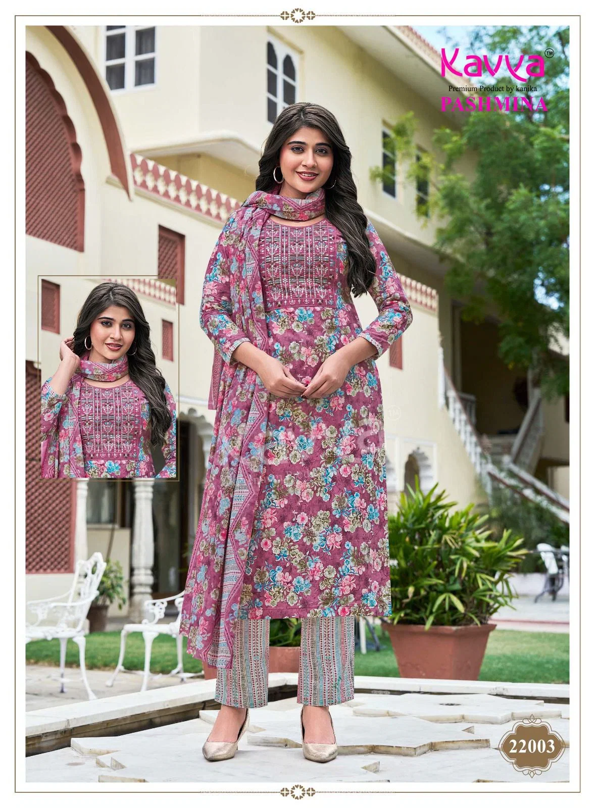 Latest Kavya Pashmina Vol 22 Malasiyan Cotton Embroidered Kurti With Bottom Dupatta Wholesale 2026