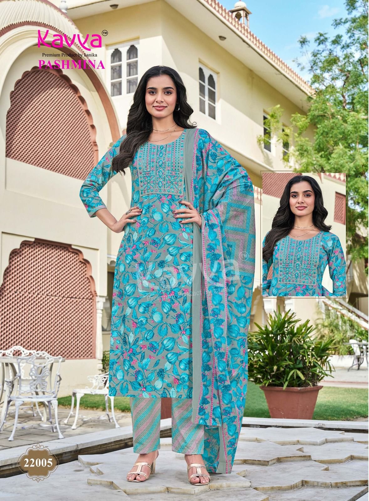Latest Kavya Pashmina Vol 22 Malasiyan Cotton Embroidered Kurti With Bottom Dupatta Wholesale 2026