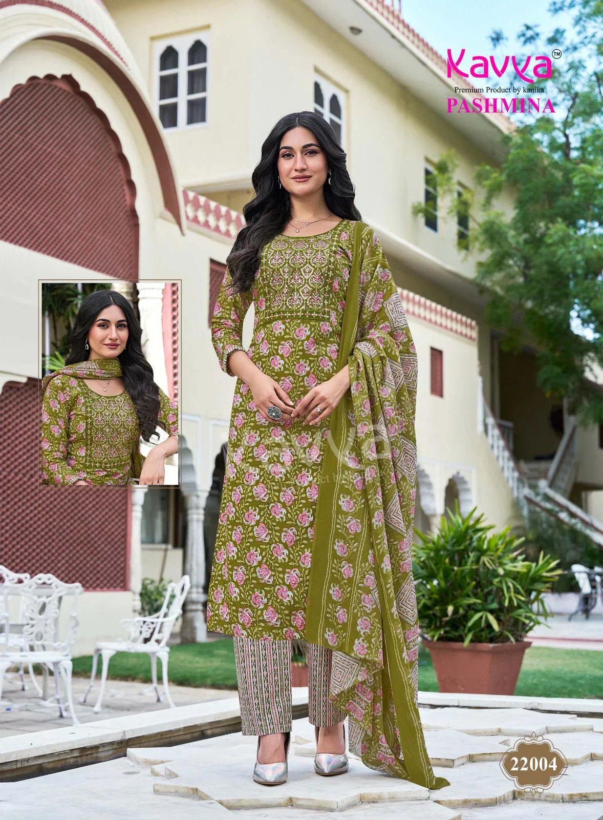 Latest Kavya Pashmina Vol 22 Malasiyan Cotton Embroidered Kurti With Bottom Dupatta Wholesale 2026