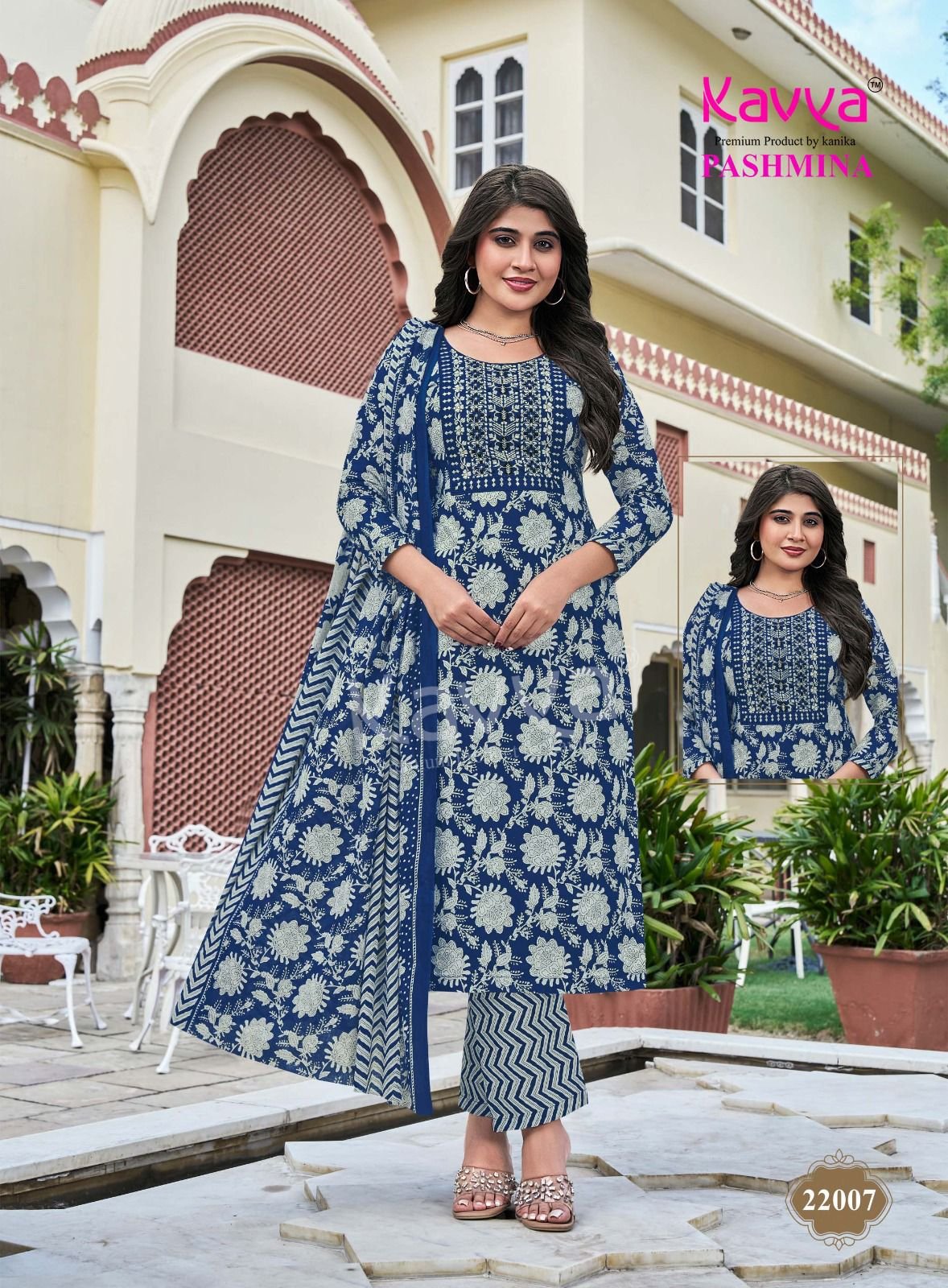 Latest Kavya Pashmina Vol 22 Malasiyan Cotton Embroidered Kurti With Bottom Dupatta Wholesale 2026