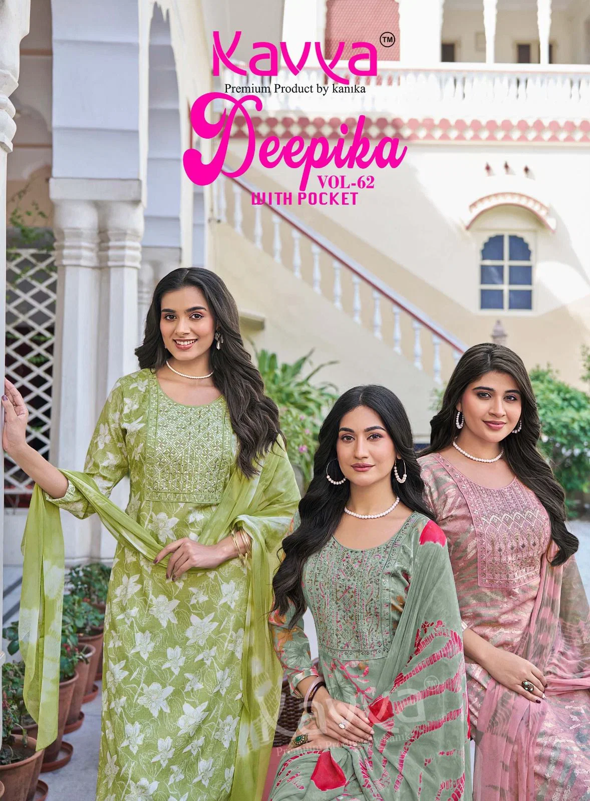 Kavya Deepika Vol 62 Capsule Embroidered Kurti With Bottom Dupatta Wholesale