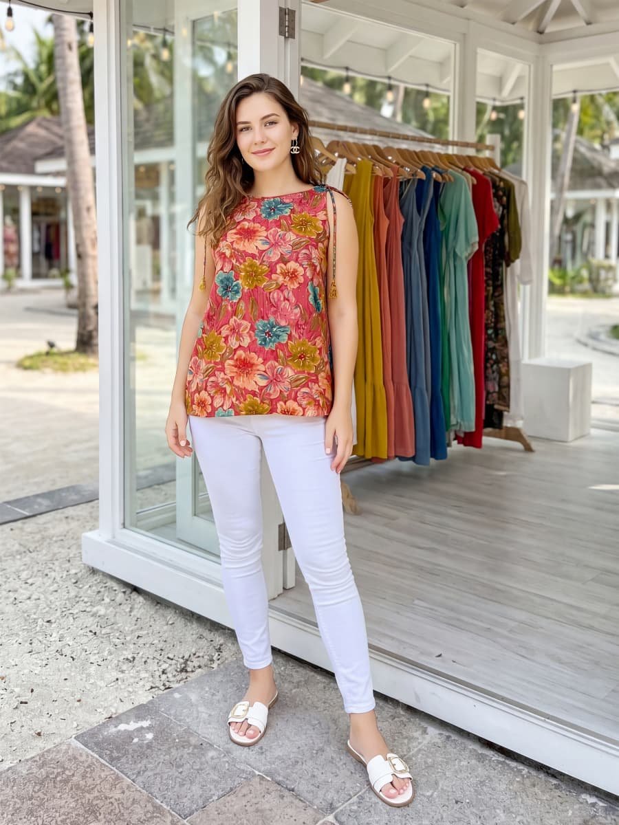 Beautiful Tips And Tops Mimi Cotton Foil Printed Short Tops Wholesale 2026