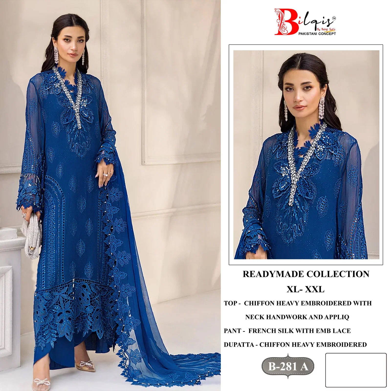 Launching Bilqis B 281 A TO D Chiffon Embroidered Salwar Kameez Collection Wholesale 2026