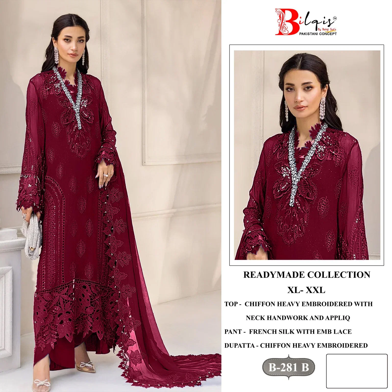 Launching Bilqis B 281 A TO D Chiffon Embroidered Salwar Kameez Collection Wholesale 2026