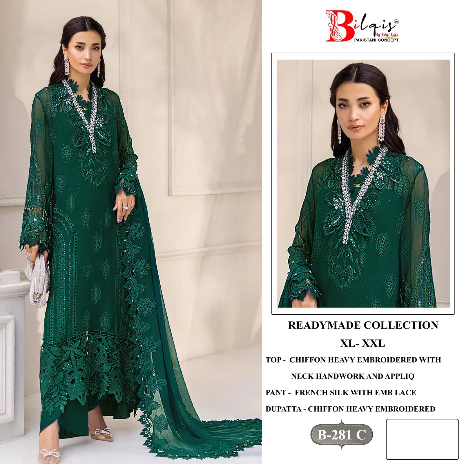 Launching Bilqis B 281 A TO D Chiffon Embroidered Salwar Kameez Collection Wholesale 2026