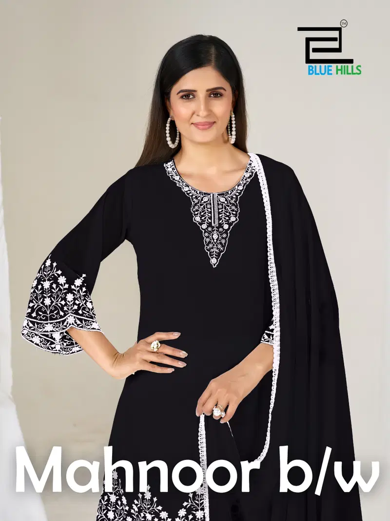 Mahnoor BW Georgette Thread Worked Kurti With Bottom Dupatta Wholesale