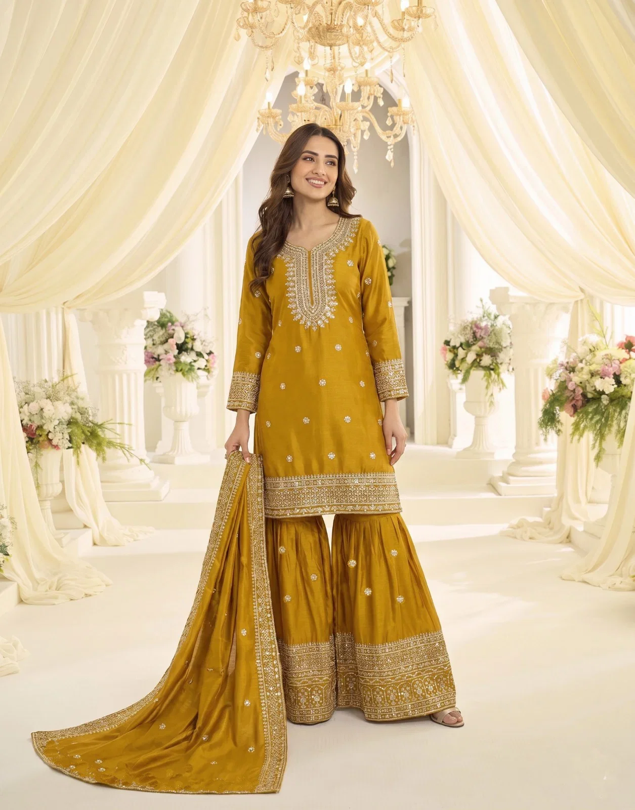 Kb Super Hit 3323 Heavy Chinon Embroidered Salwar Kameez Collection Wholesale
