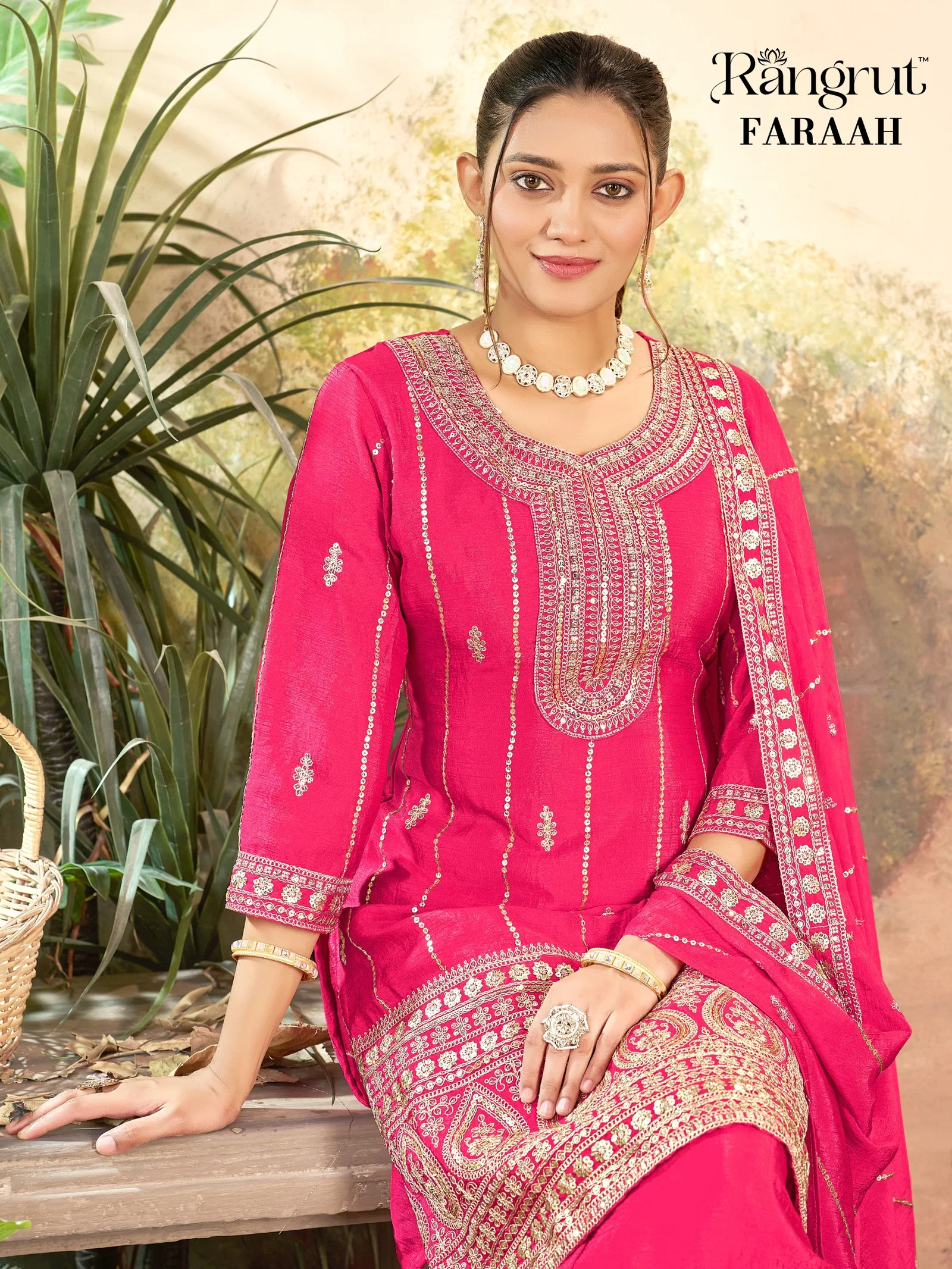 Rangrut Faraah Chinon Embroidery Salwar Kameez Collection Wholesale