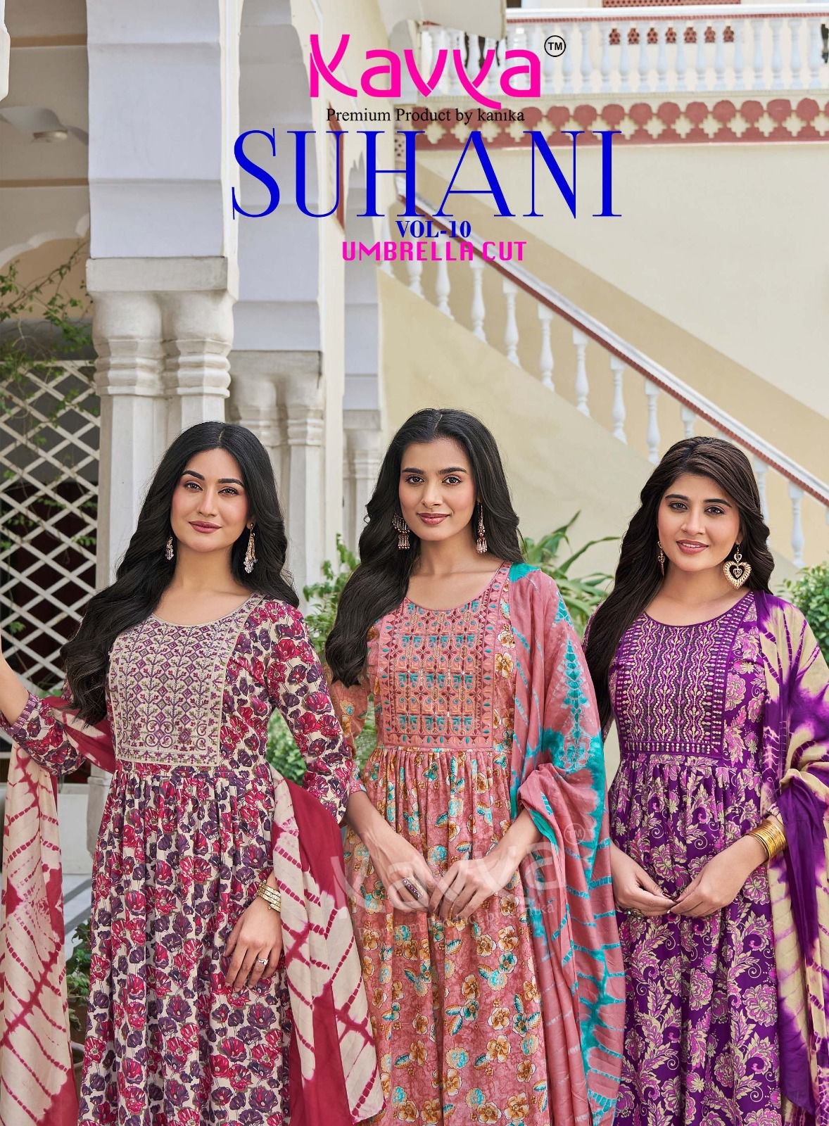 Kavya Suhani Vol 10 Viscose Foil Printed Embroidery Kurti Bottom With Dupatta Wholesale