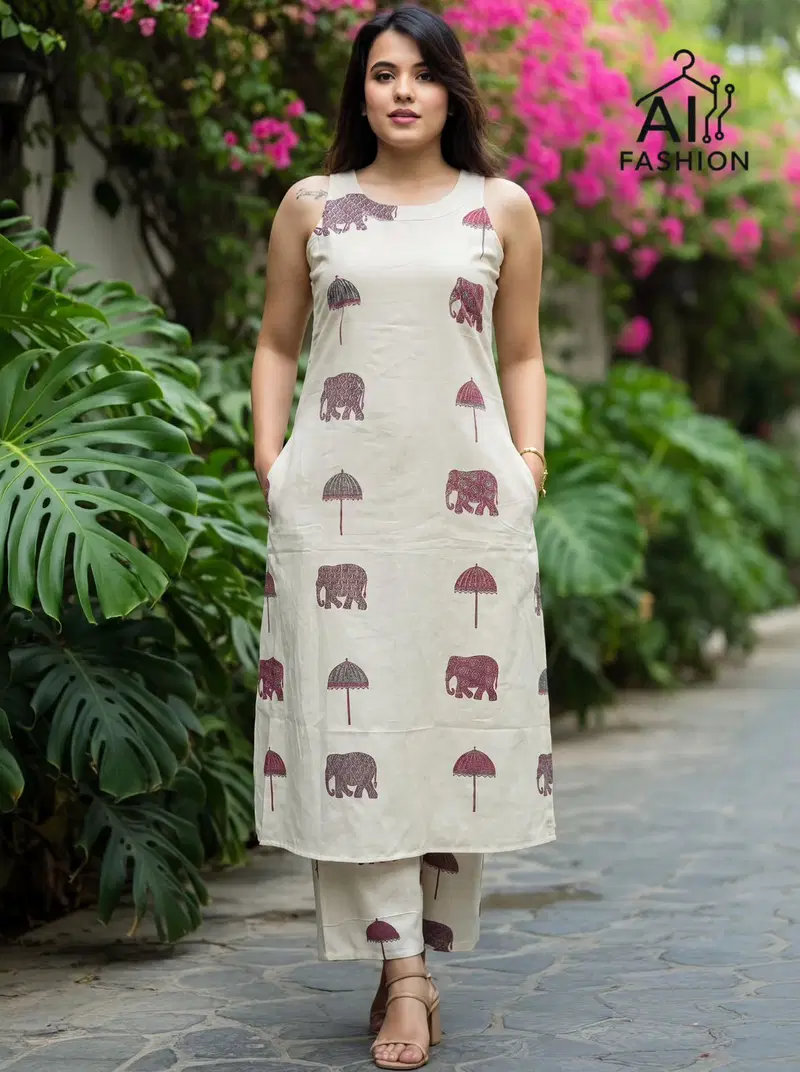 SS2016 Summer Special 02 Cotton Flex Printed Kurti With Bottom Wholesale