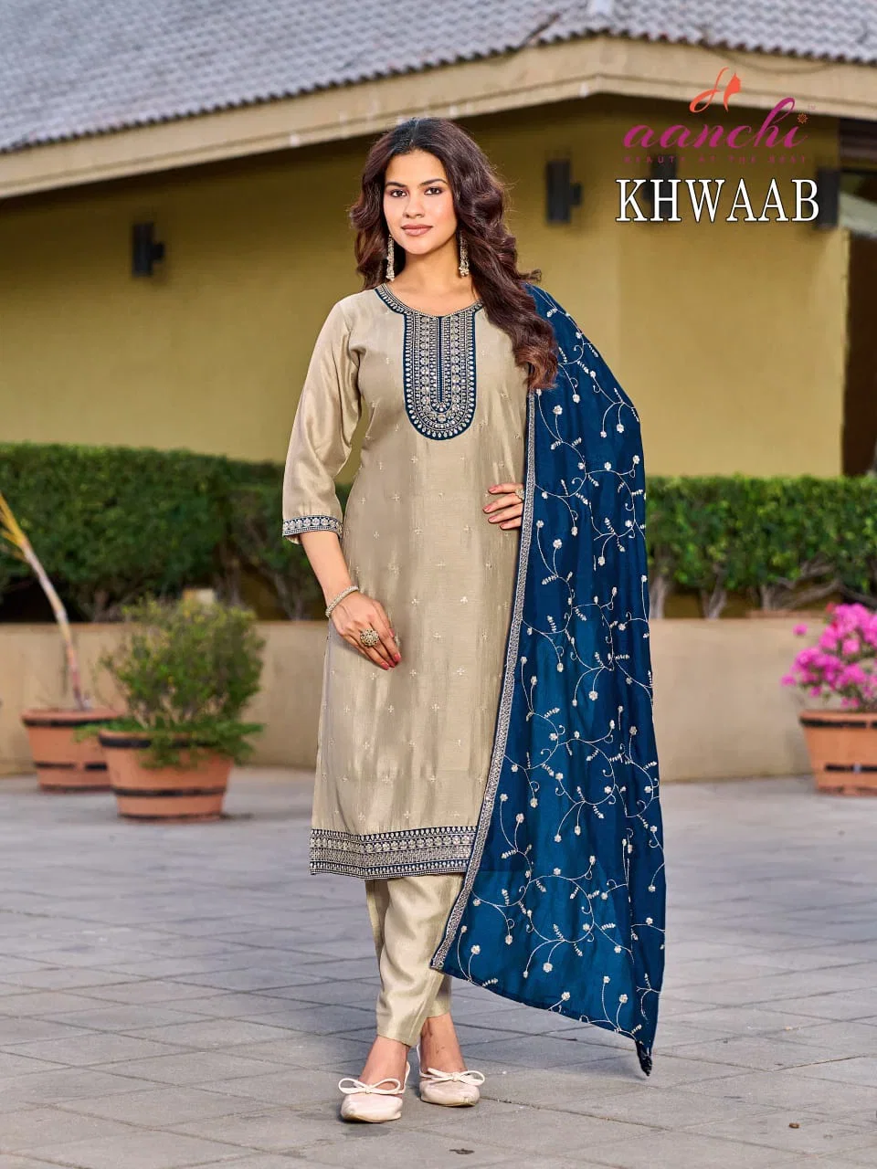 Aanchi Khwaab Vichitra Silk Embroidered Kurti With Bottom Dupatta Wholesale