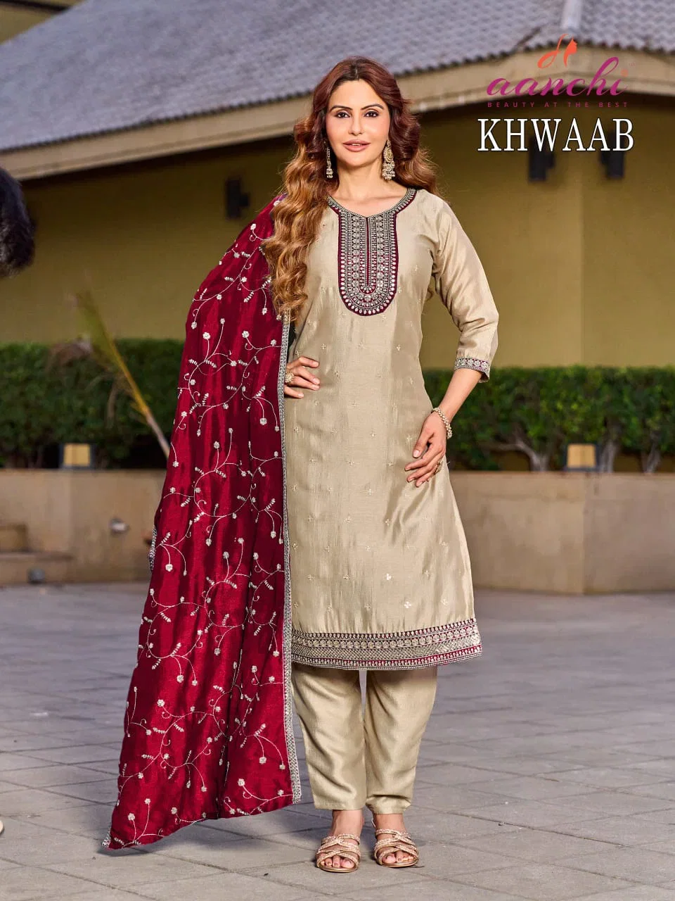 Aanchi Khwaab Vichitra Silk Embroidered Kurti With Bottom Dupatta Wholesale