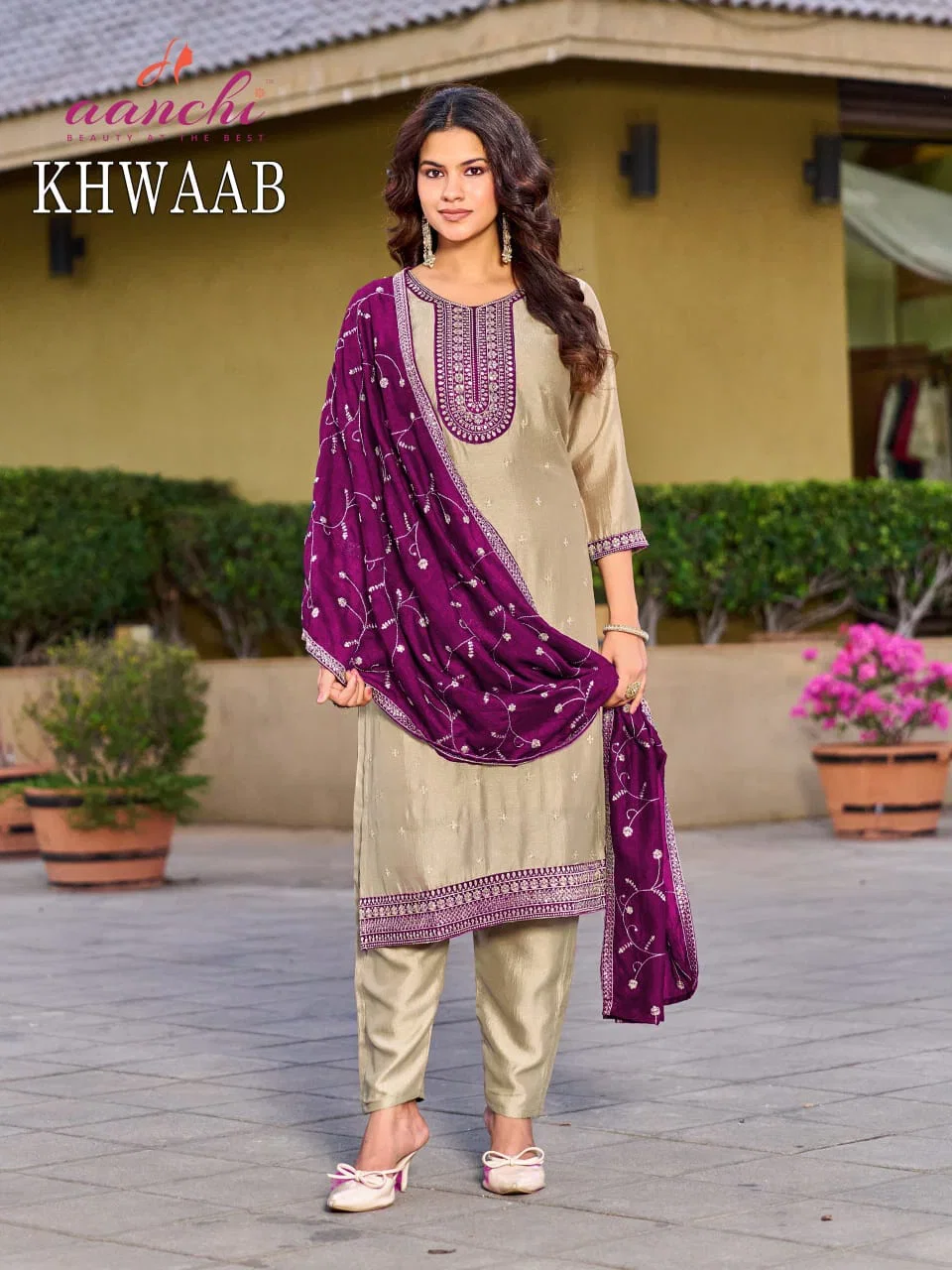 Aanchi Khwaab Vichitra Silk Embroidered Kurti With Bottom Dupatta Wholesale