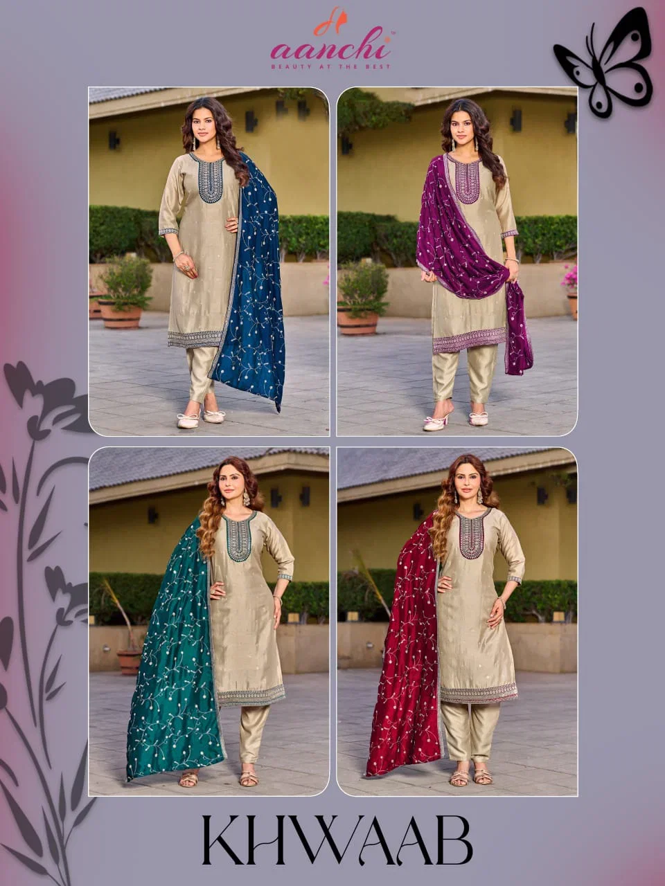 Aanchi Khwaab Vichitra Silk Embroidered Kurti With Bottom Dupatta Wholesale