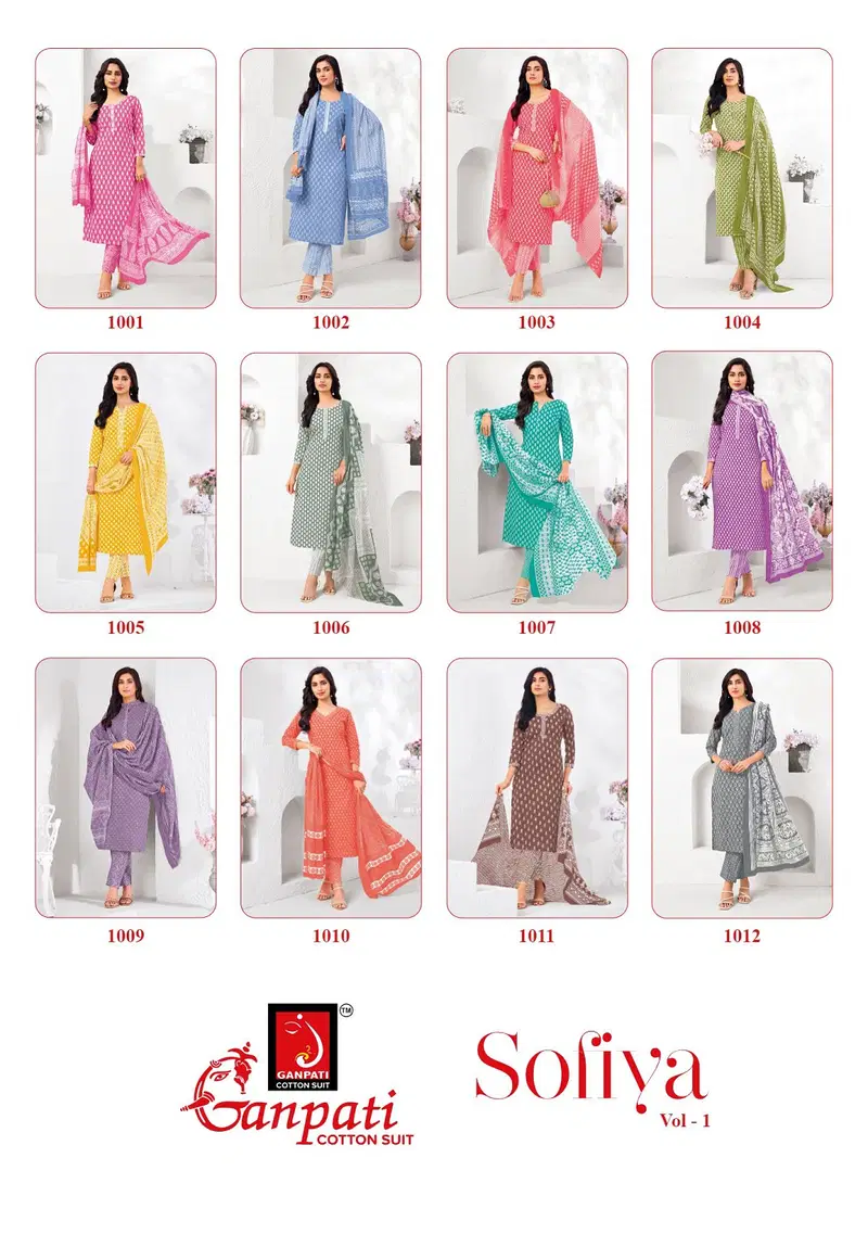 Stylish Ganpati Sofiya Vol 1 Readymade Pure Cotton Printed Kurti Pant With Dupatta Wholesale 2026