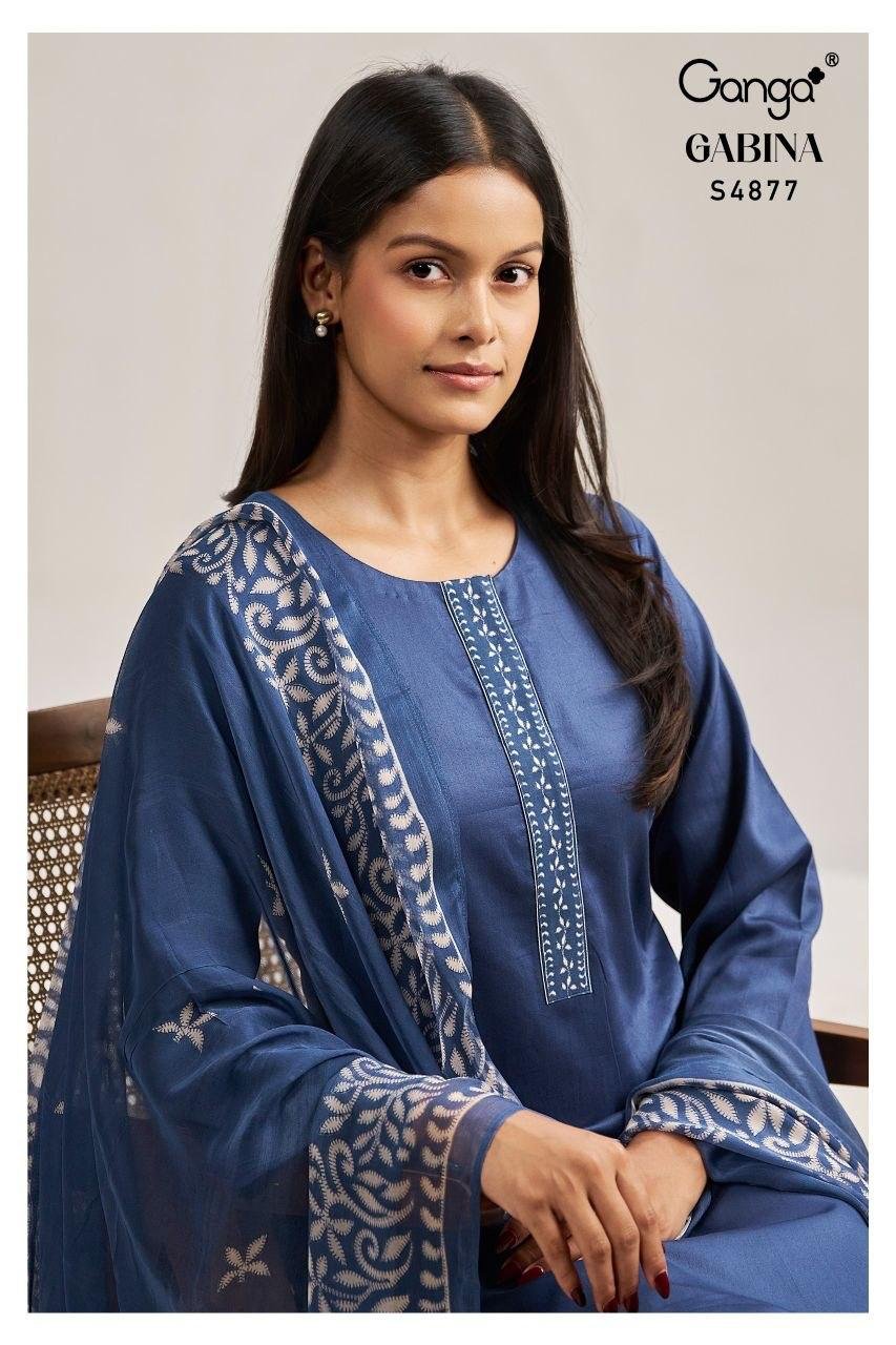 Ganga Gabina 4877 Cotton Satin Printed Salwar Kameez Wholesale