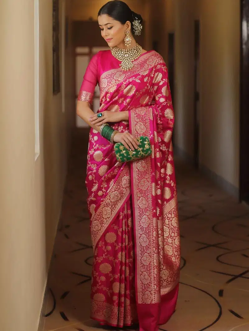 Soft Silk 5085 Lichi Silk Jacquard Work Saree Collection Wholesale