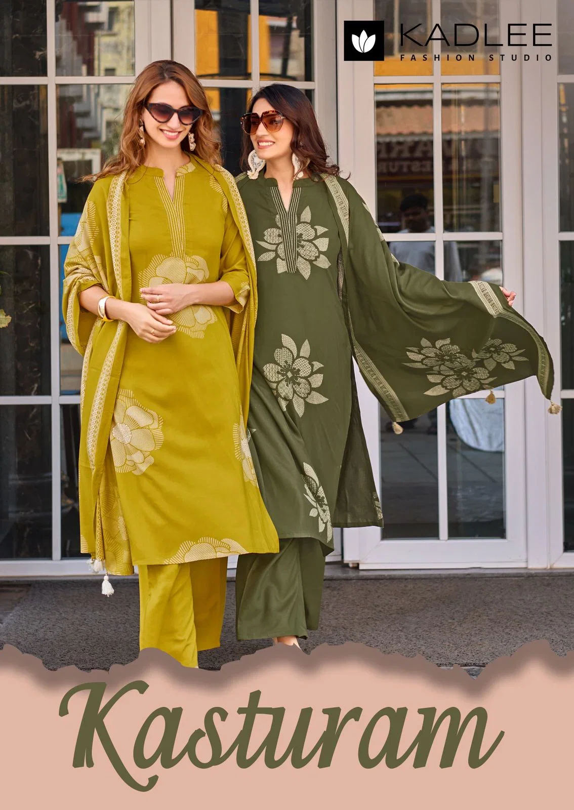 Kadlee Kasturam Rayon Print With Hand Worked Kurti With Bottom Dupatta Wholesale