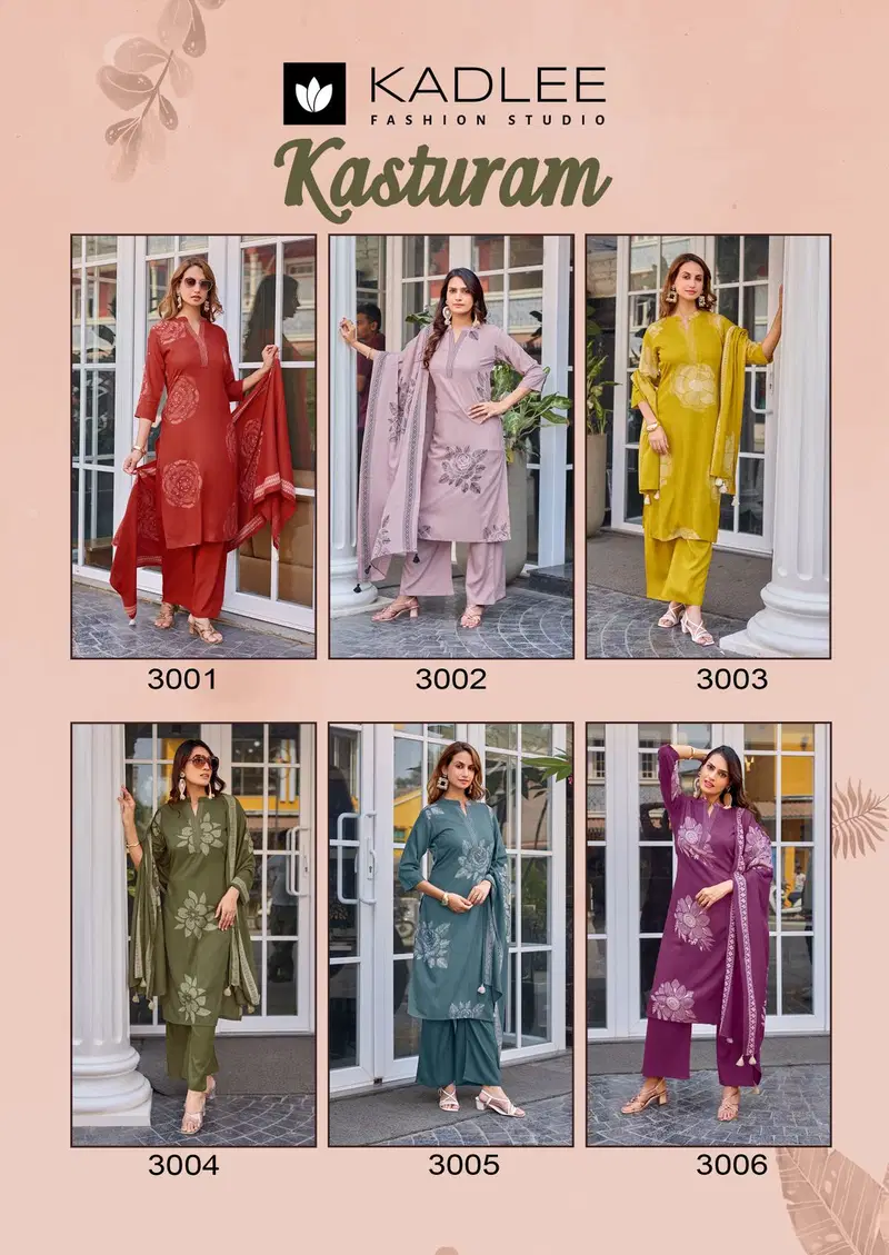 Latest Kadlee Kasturam Rayon Print With Hand Worked Kurti With Bottom Dupatta Wholesale 2026