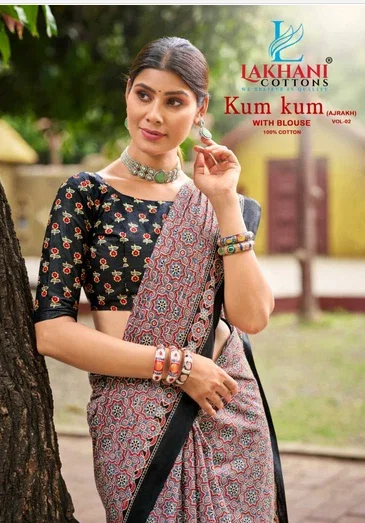 Lakhani Kum Kum Ajrakh Vol 2 Cotton Saree Wholesale