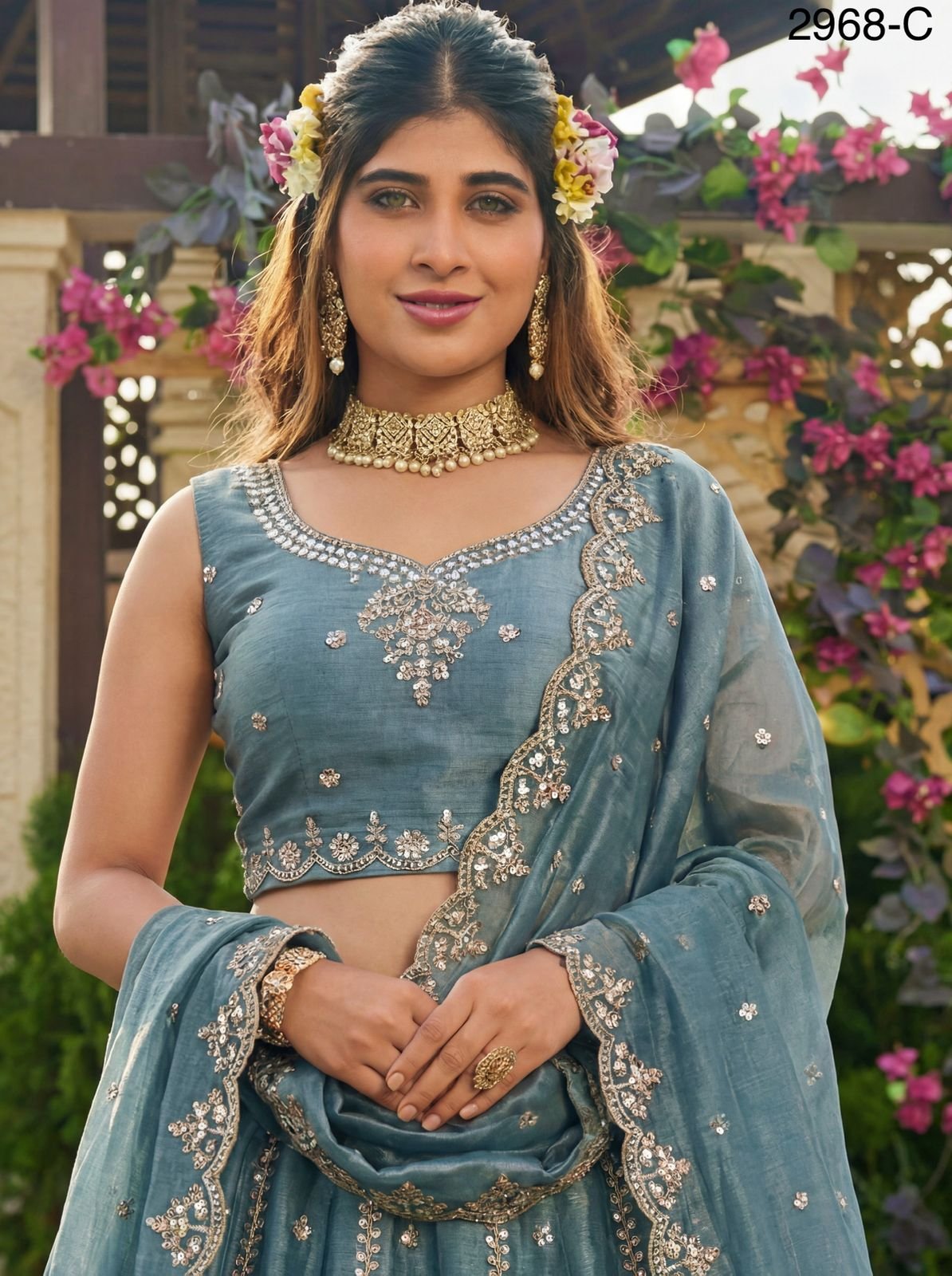 Anjani 2968 Handwork Motif And Crystal Work Lehenga Choli Collection Wholesale