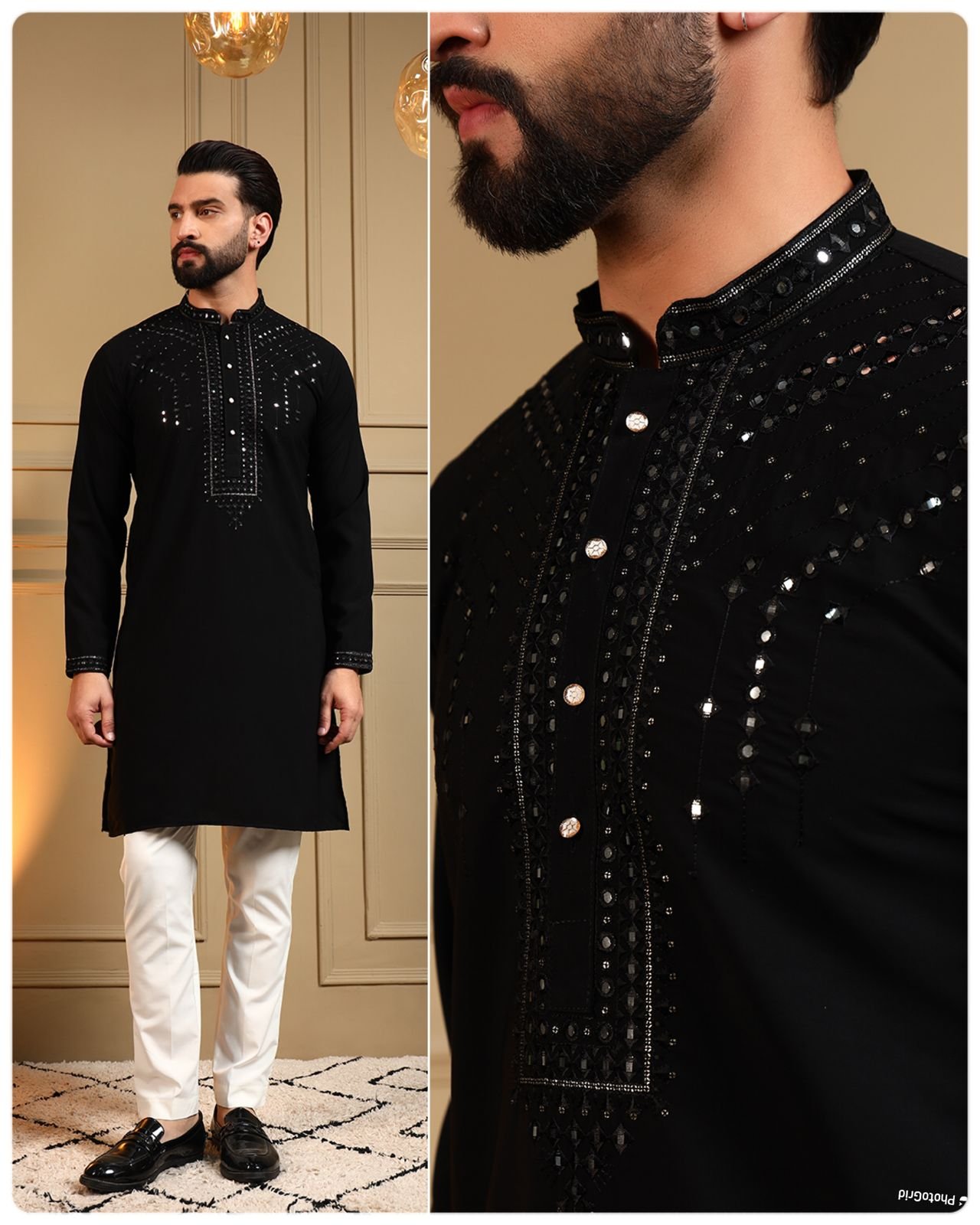 Lekha LI Utsav 15 Armaani Lachko Heavy Embroidery Sequins Work Mens Kurta Pajama Wholesale