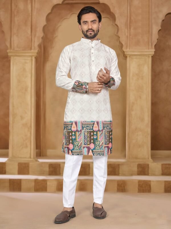 Buy Lekha Sal Dhurandhar Heavy Rayon Embroidery With Printed Work Kurta Pajama Wholesale 2026