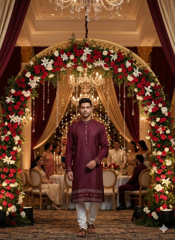 Beautiful Lekha Sal 6 Pure Silk Sequins Work Mens Kurta Pajama Wholesale 2026