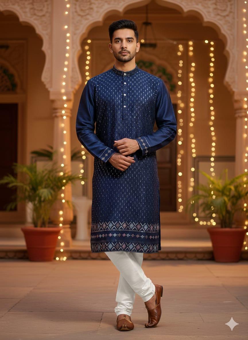 Buy Lekha Sal 6 Pure Silk Sequins Work Mens Kurta Pajama Wholesale 2026